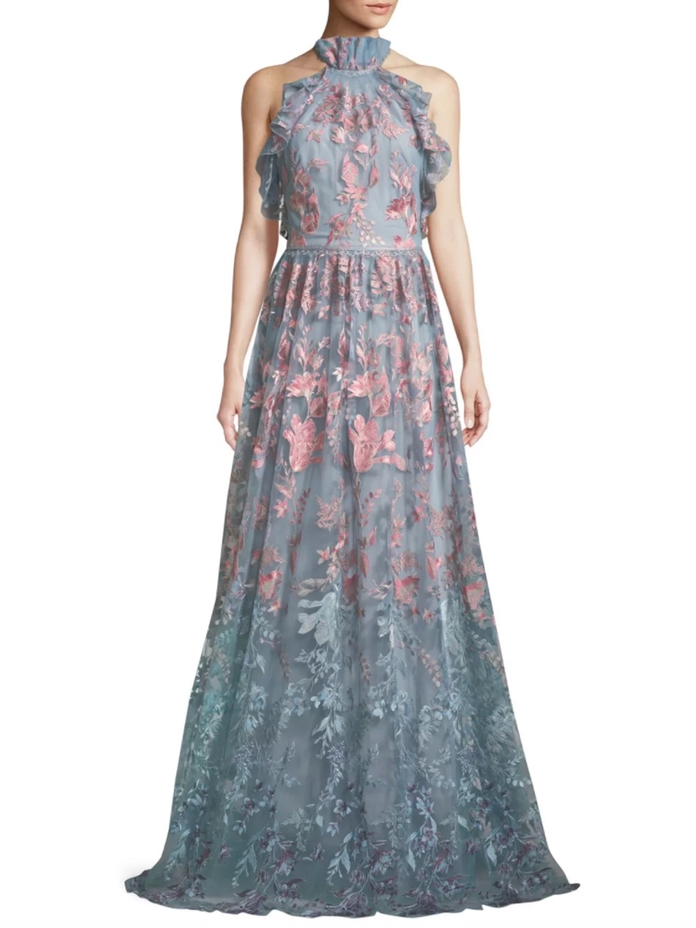 Marchesa Notte Ombré Floral Embroidered Tulle Gown NWT Size 6
